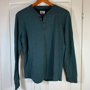 Marine Layer Teal Long Sleeve Henley Shirt